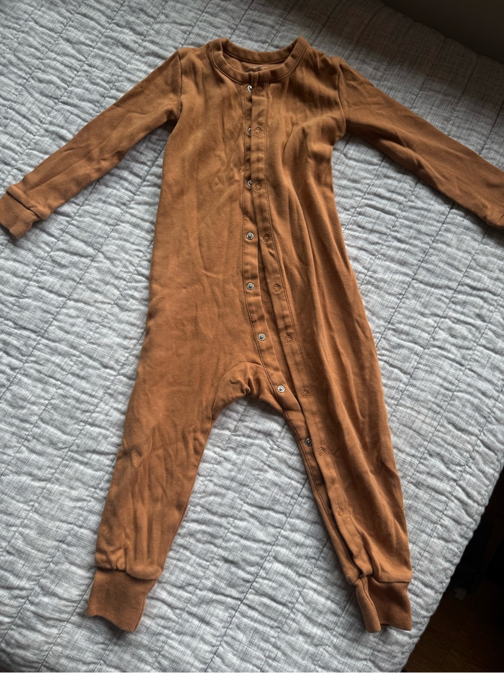 Colored Organics One-Piece Snap Romper in Caramel Brown